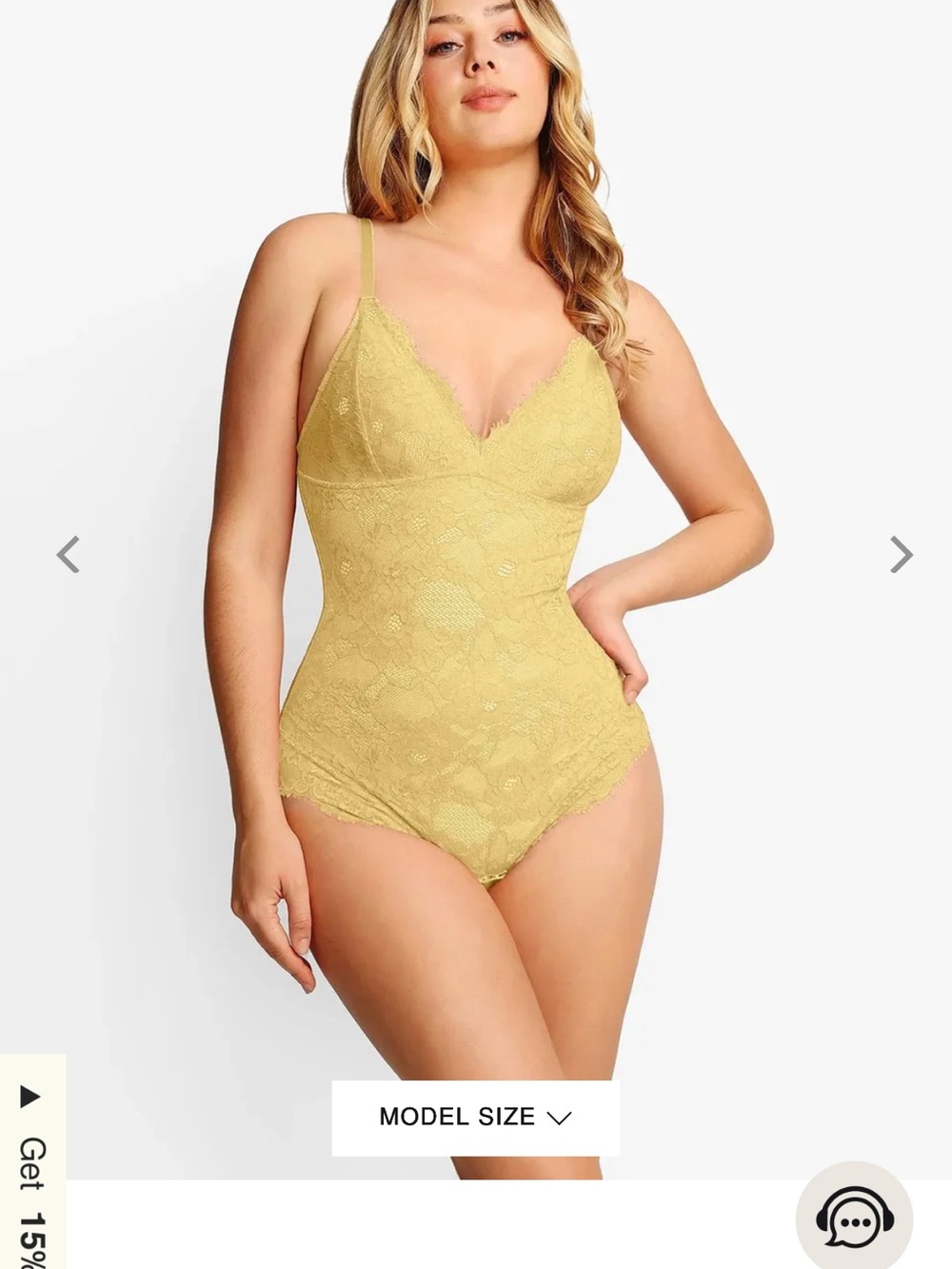 Lace V-Neck Bodysuit in Mustard Yellow